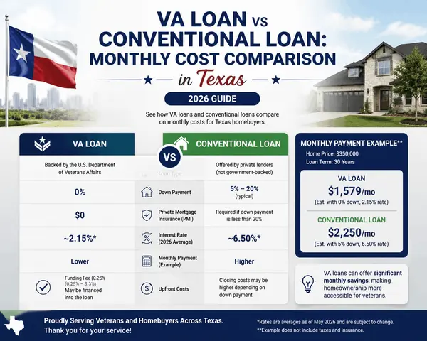 VA Loan vs Conventional Loan: Monthly Cost Comparison in Texas (2026 Guide),Yitzchak Pierson