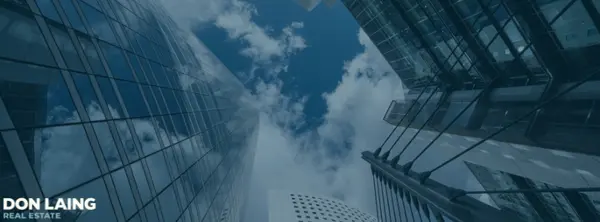 looking up at sky city blue overlay