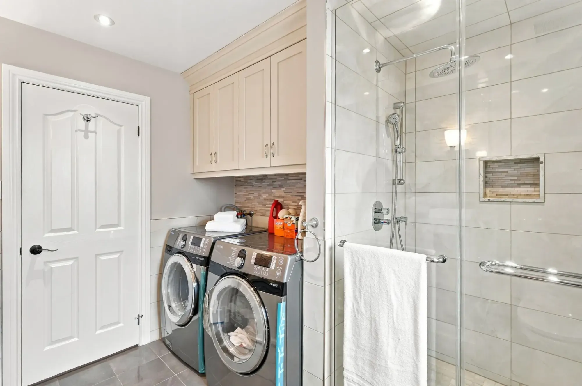 Residential interior photograph illustrating storage and living spaces