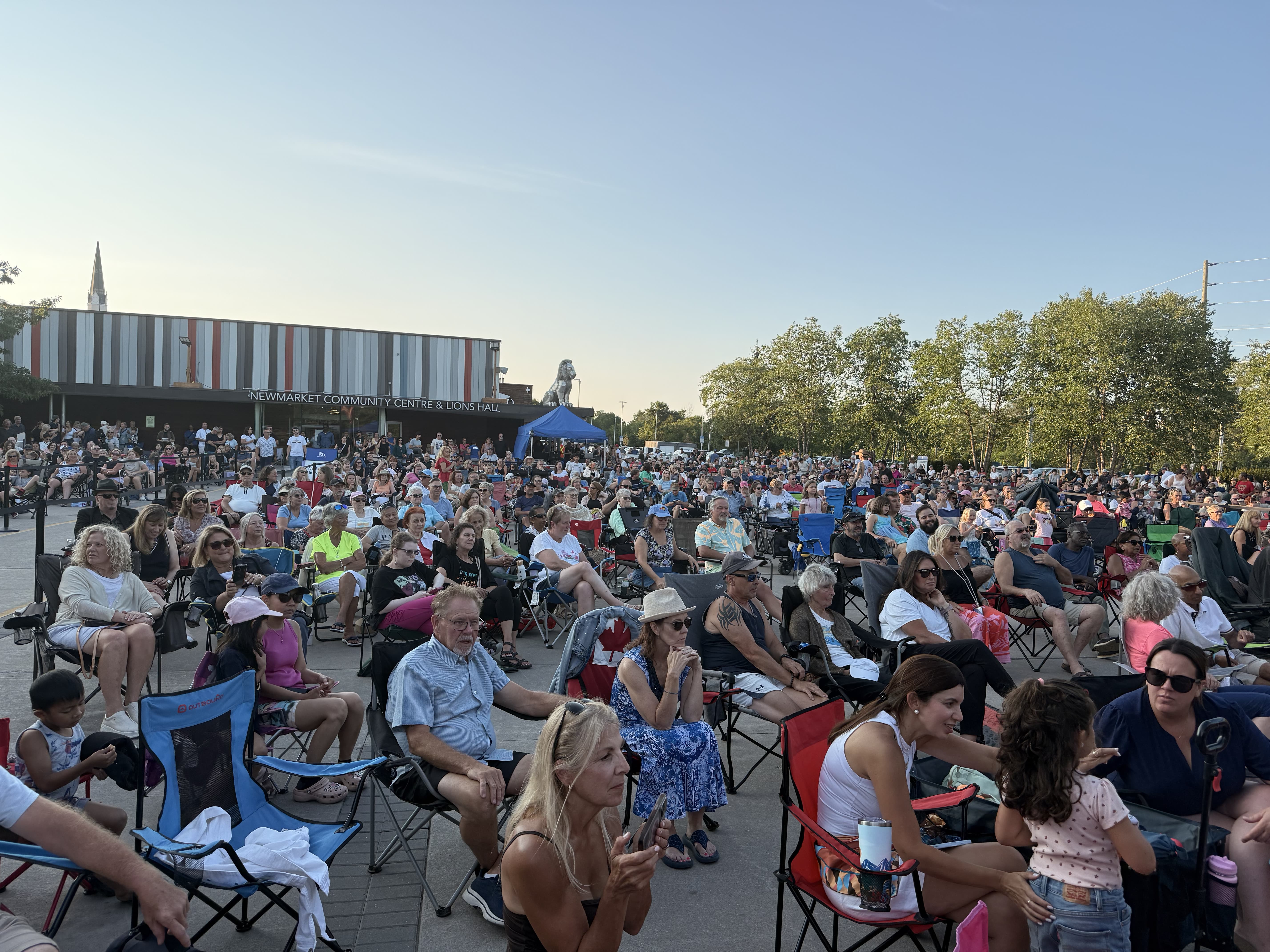 Large community gathering at Riverwalk Commons in Newmarket Ontario