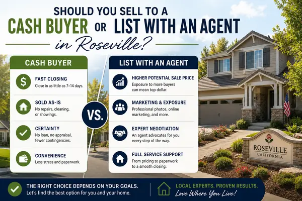 Should You Sell to a Cash Buyer or List With an Agent in Roseville?