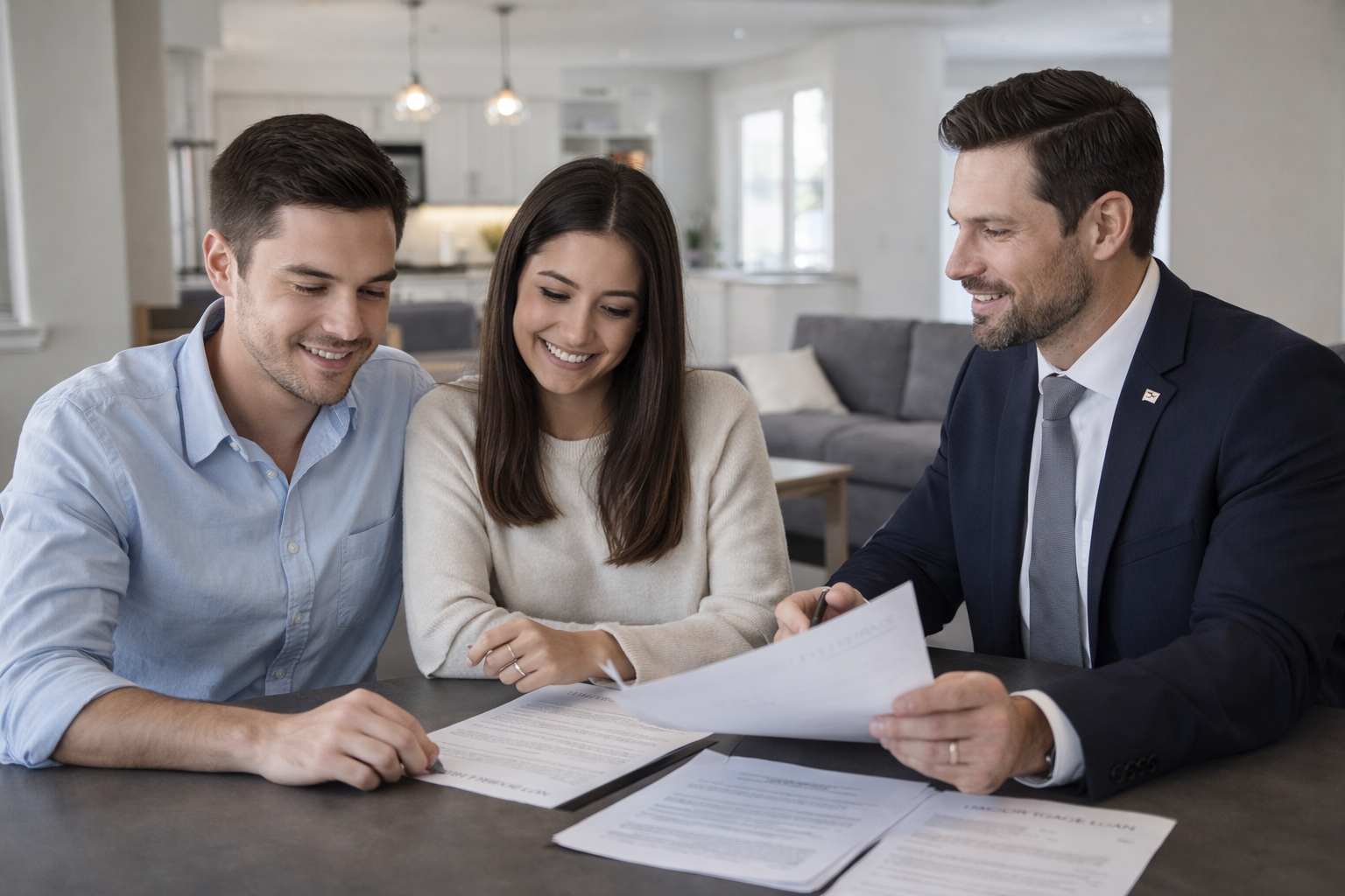 First time buyers reviewing purchase documents Moncton New Brunswick