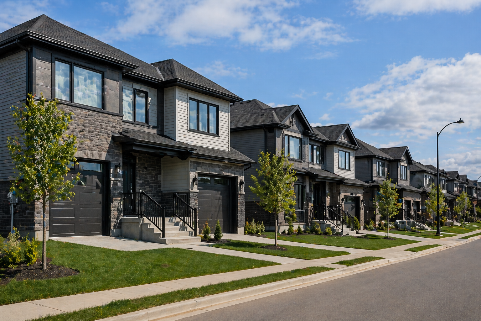 New construction homes along a development corridor in Dieppe NB