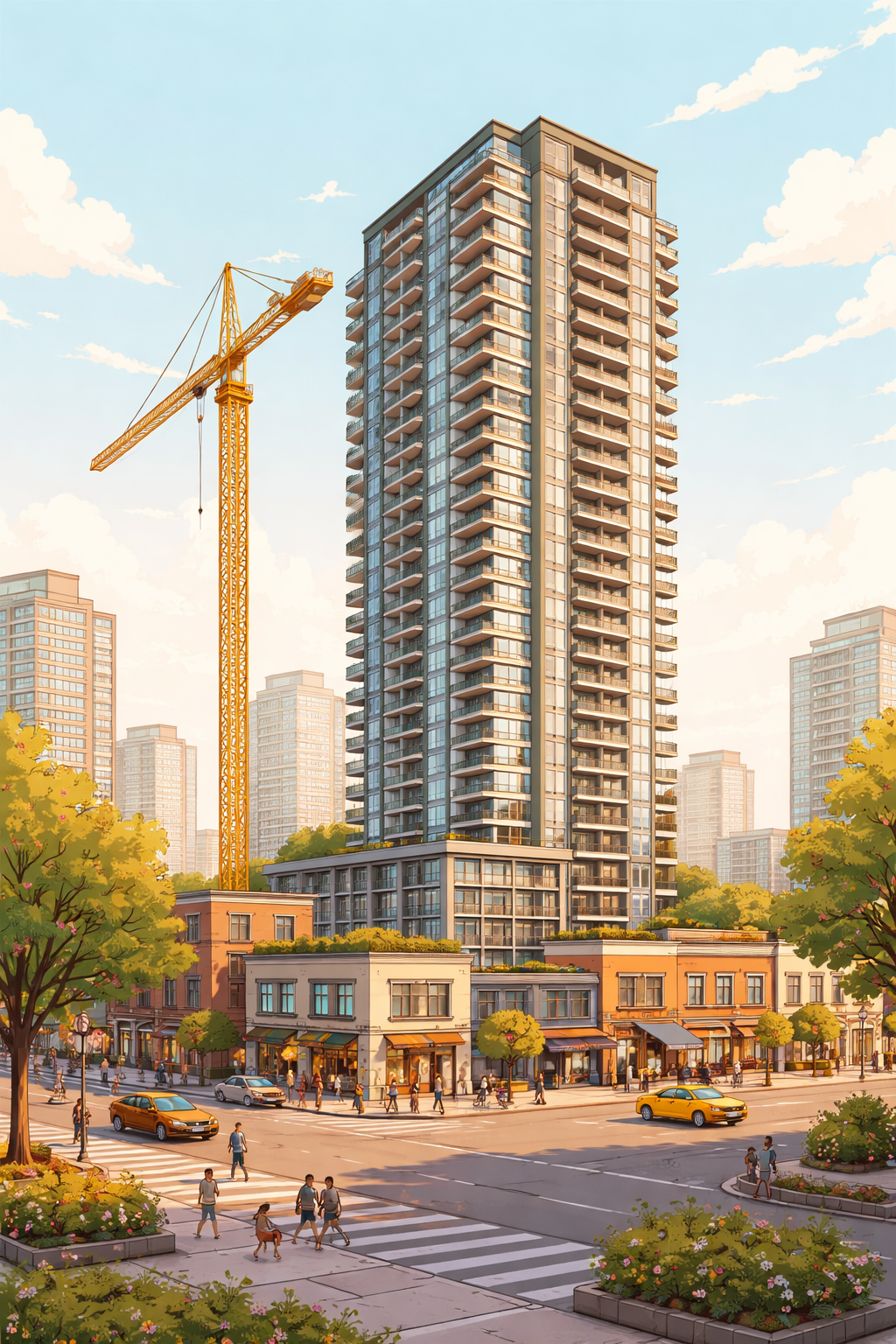 Rendering of the Icon Developments 30-floor highrise tower planned for Main Street in downtown Moncton NB breaking ground spring 2026
