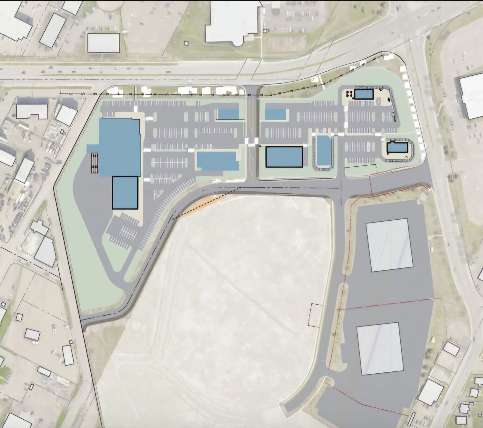 Aerial view of Emmerson Park retail development site on Vaughan Harvey Boulevard in Moncton NB