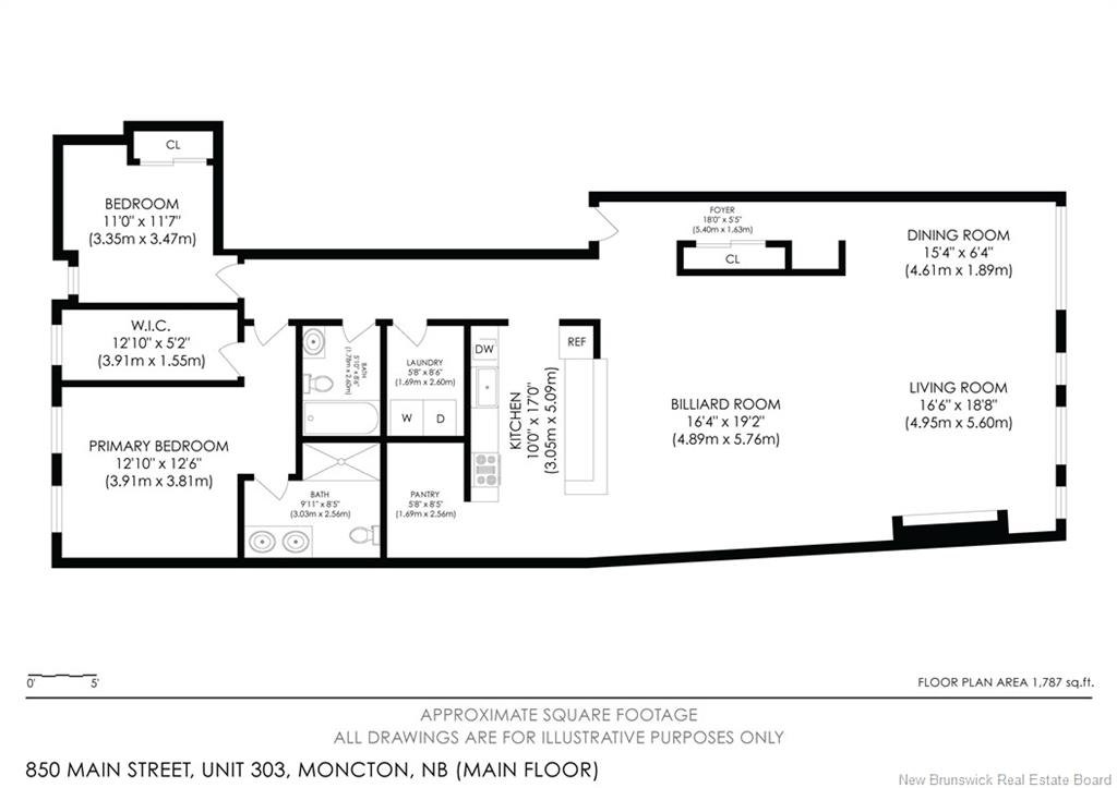 Floor plan for 850 Main Street Unit 303 Moncton, 1,787 square feet main floor