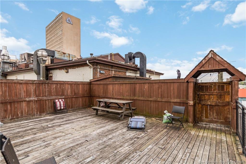 Private rooftop deck at 303-850 Main Street Moncton with downtown views
