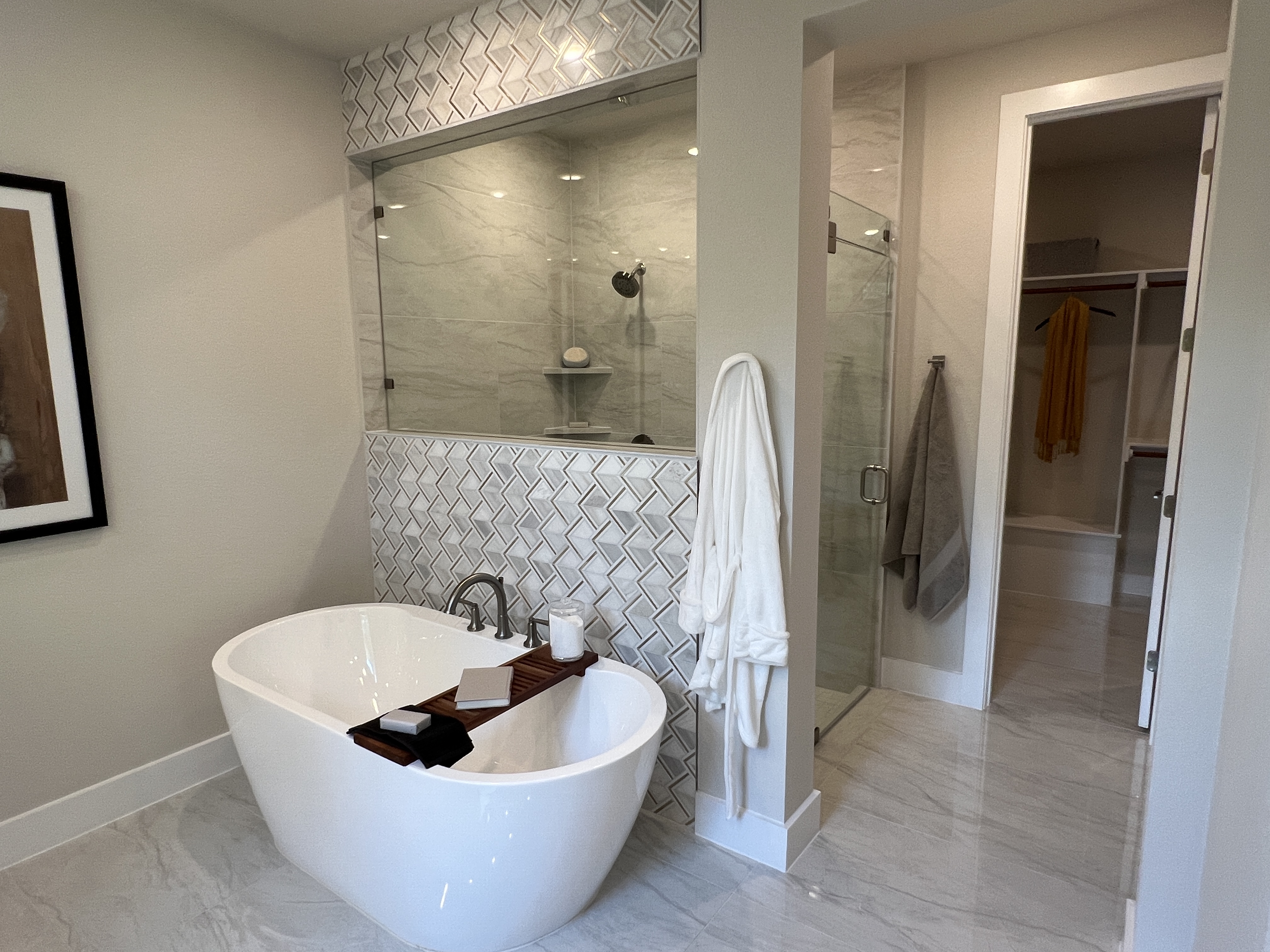 Freestanding tub in Riverstone model home Georgetown TX