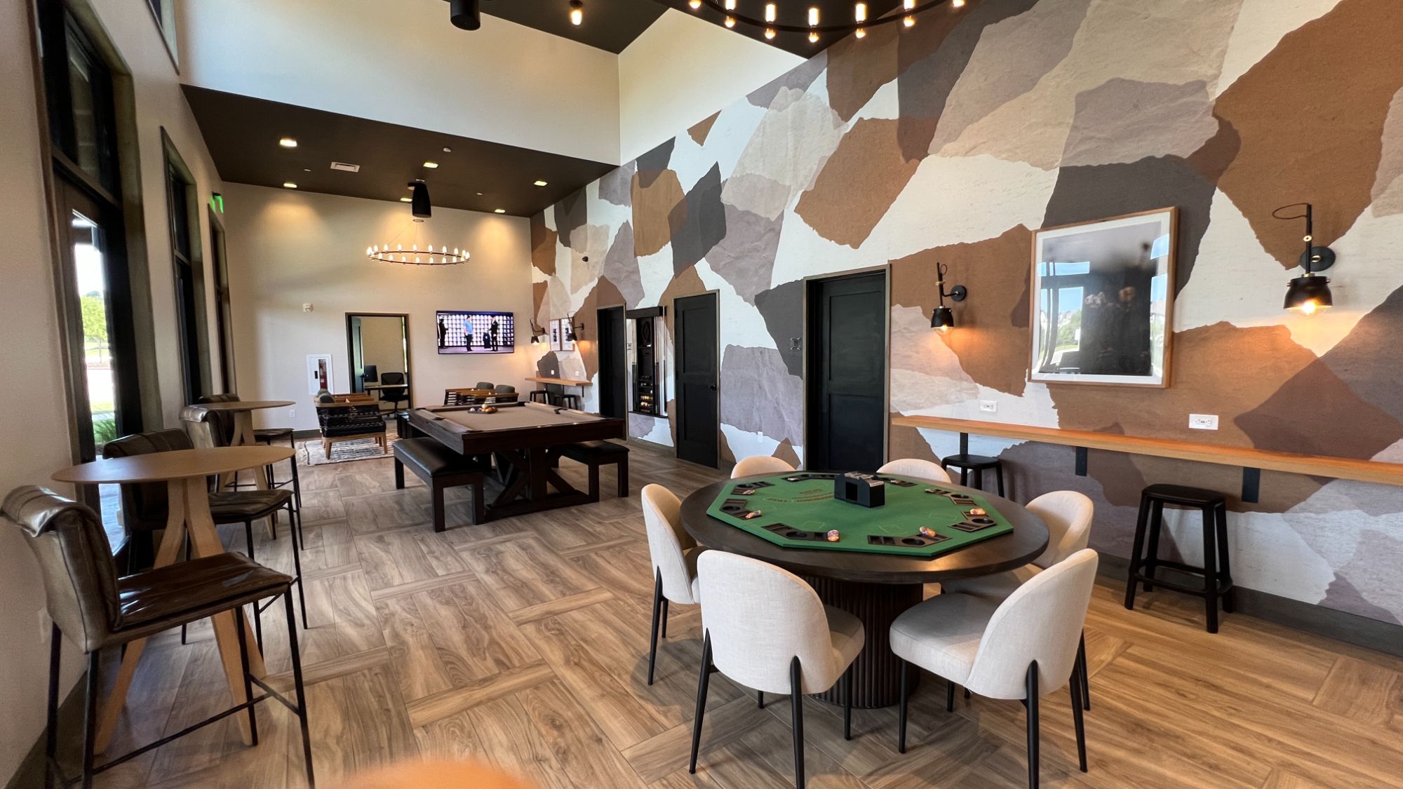 Game room inside The Lodge clubhouse at Regency at Santa Rita Ranch in Liberty Hill Texas