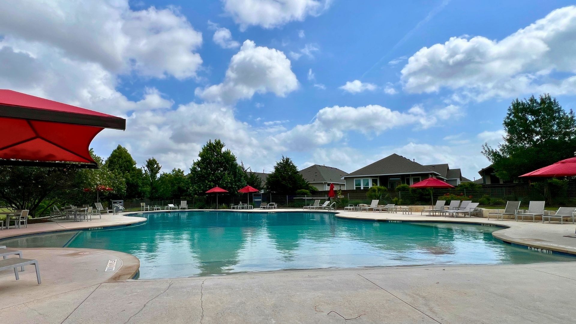 Bryson resort-style community pool at The Backyard amenity center in Leander Texas