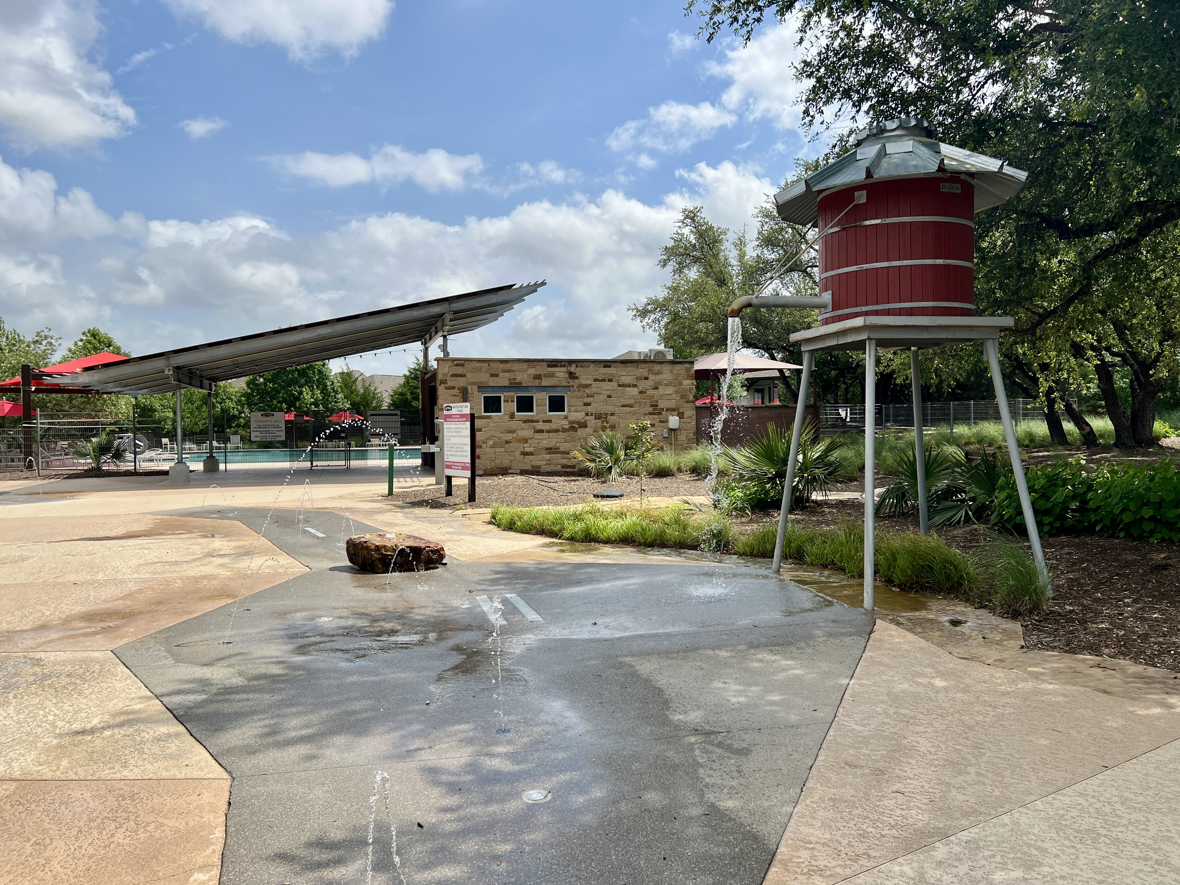 River Splash Pad at The Backyard amenity center in Bryson Leander Texas