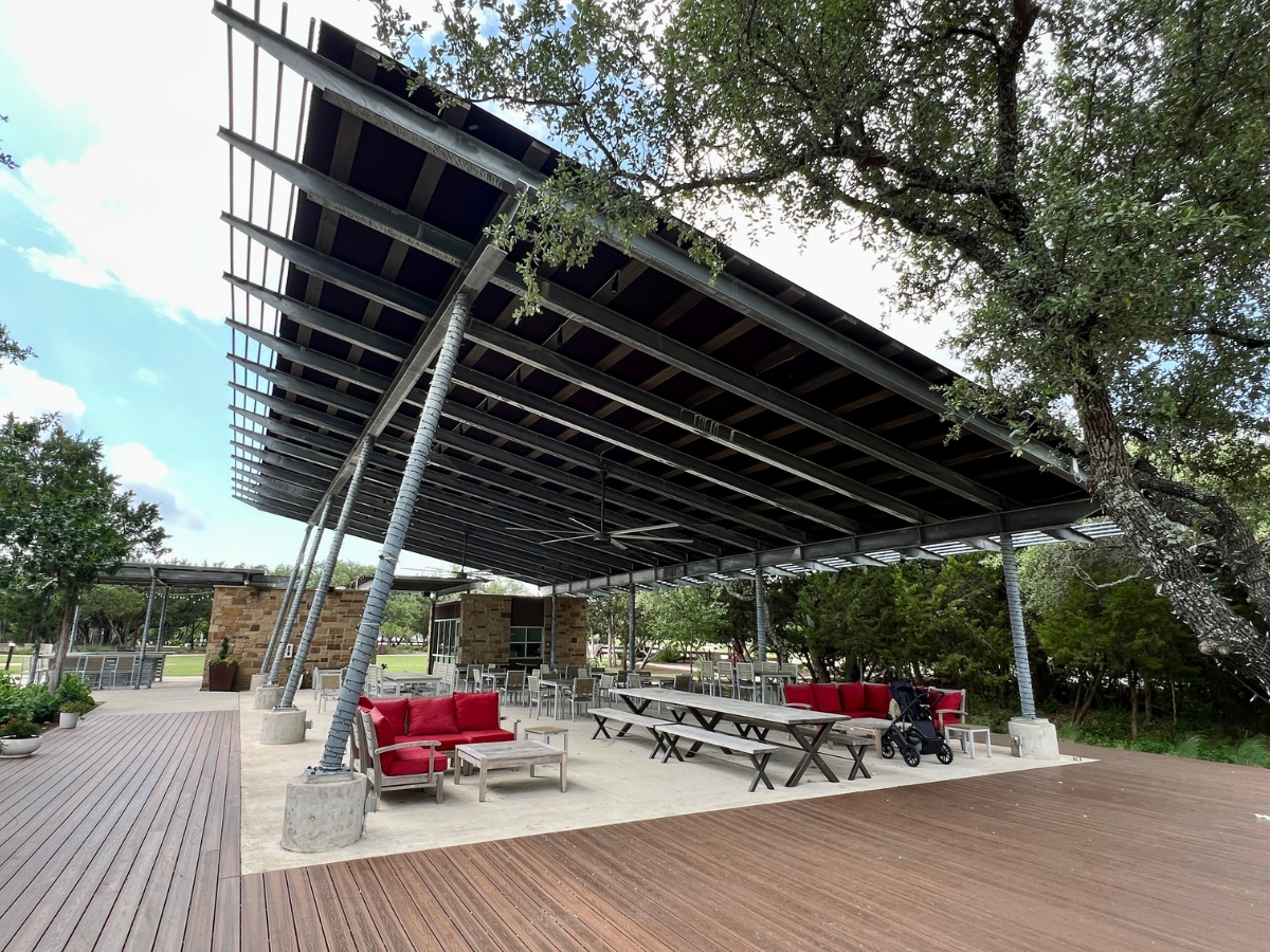 Pavilion at The Backyard amenity center in Bryson master-planned community in Leander Texas
