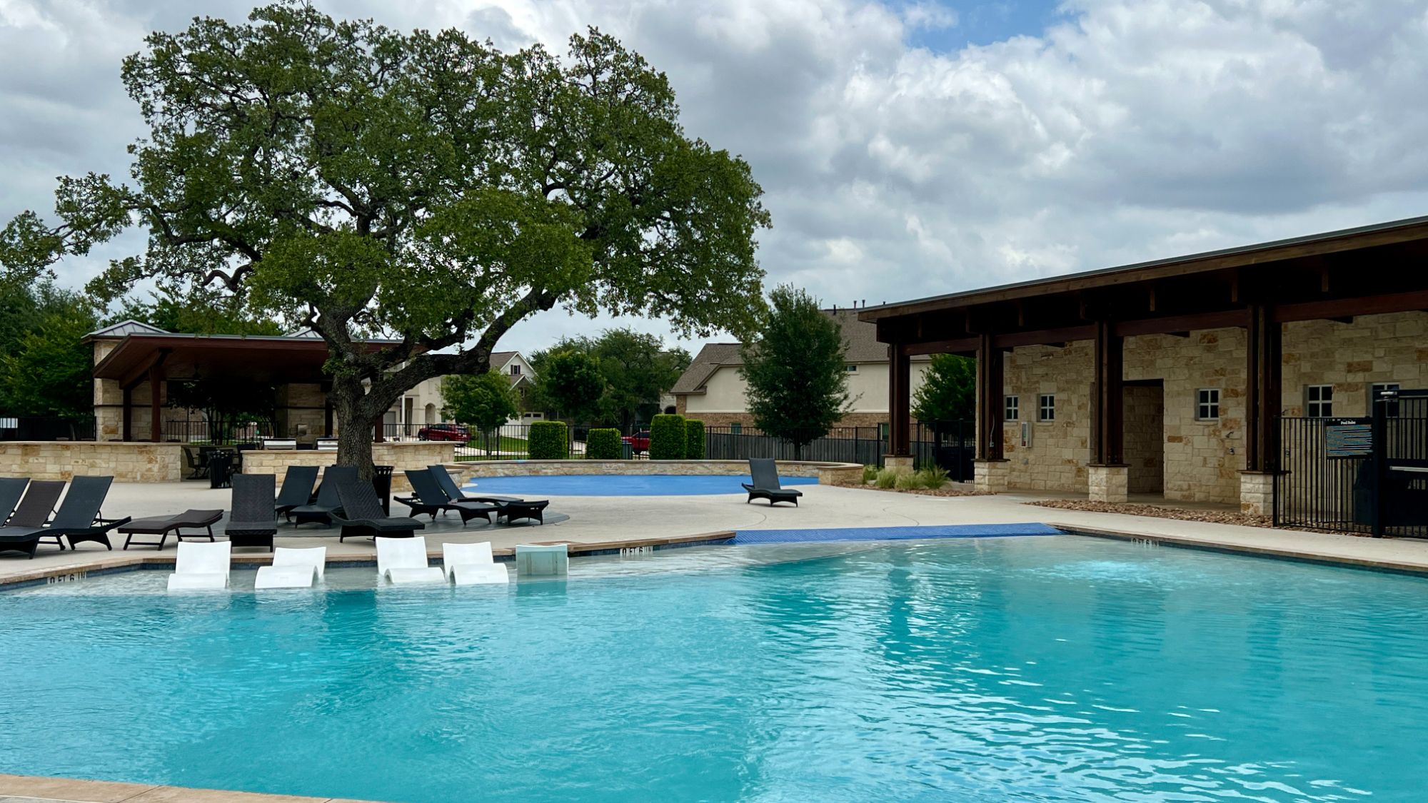 Resort-style pool in Larkspur, a master-planned community in Leander Texas with neighborhood amenities and outdoor gathering space