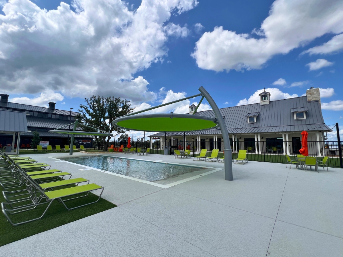 Splash pad at The Paddock amenity center in Saddleback at Santa Rita Ranch Liberty Hill Texas