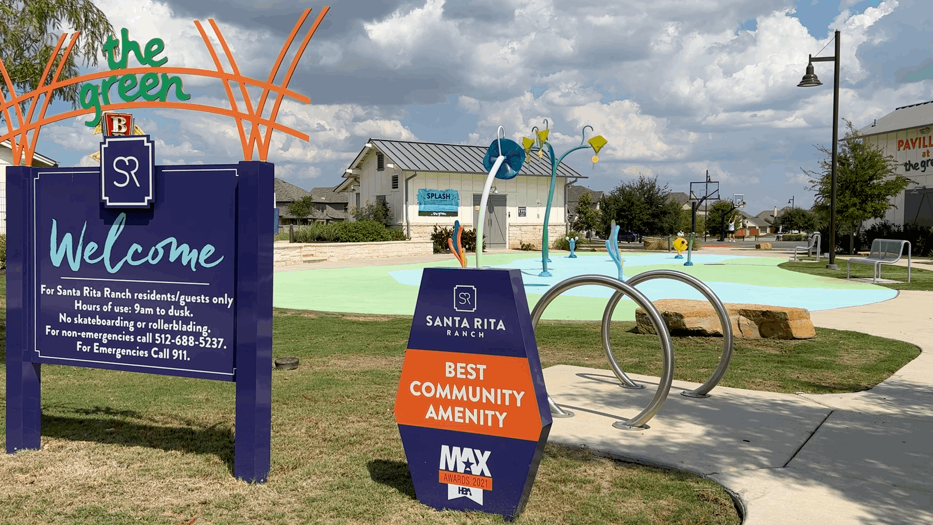 Splash pad and water play area at Santa Rita Ranch in Liberty Hill Texas