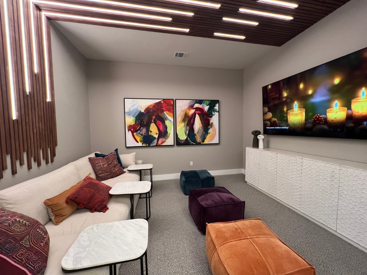 In-home theater and media room in GFO home at Saddleback Santa Rita Ranch Liberty Hill Texas