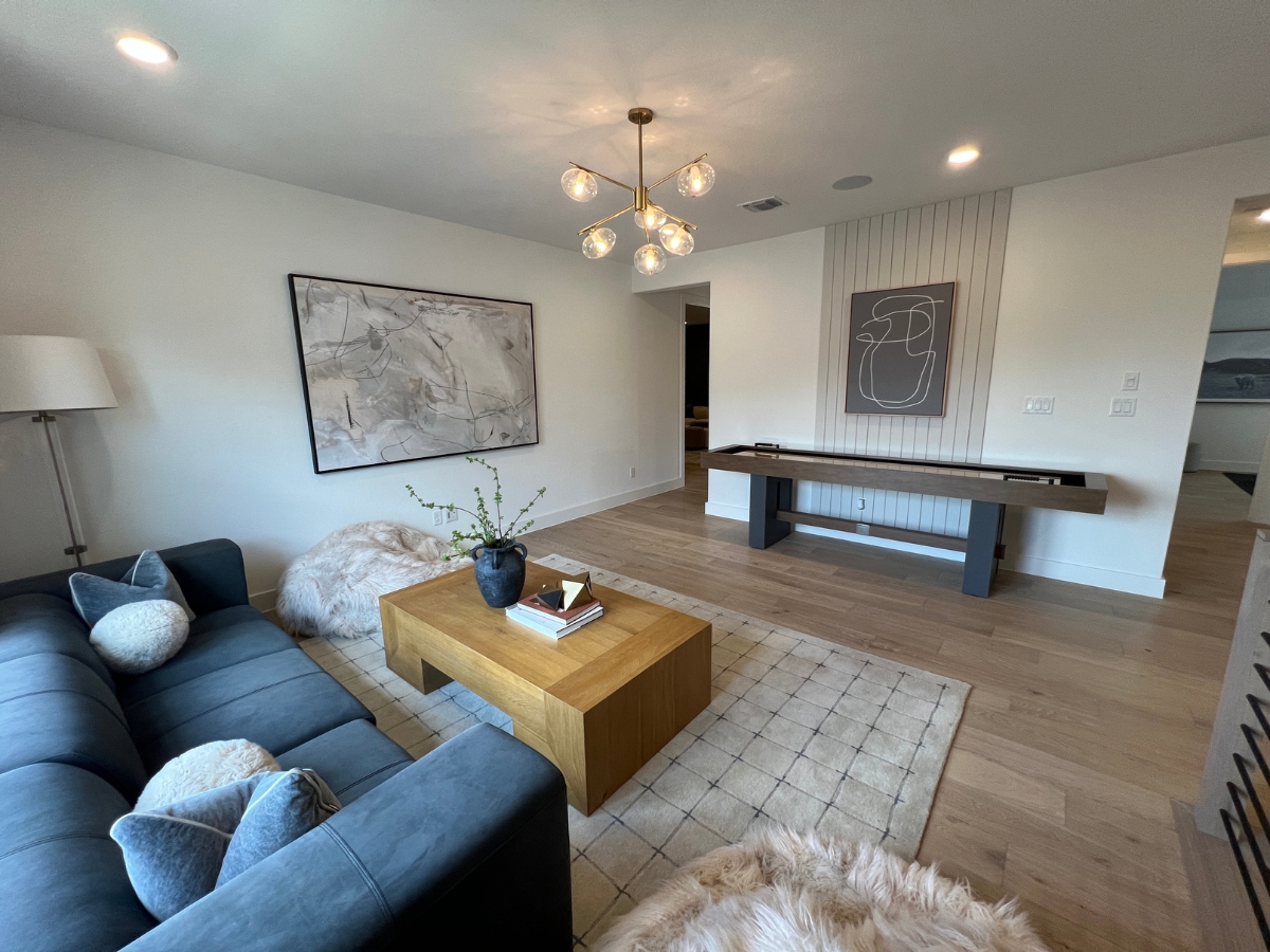 Upstairs entertainment space in Pulte home at Saddleback Santa Rita Ranch Liberty Hill Texas