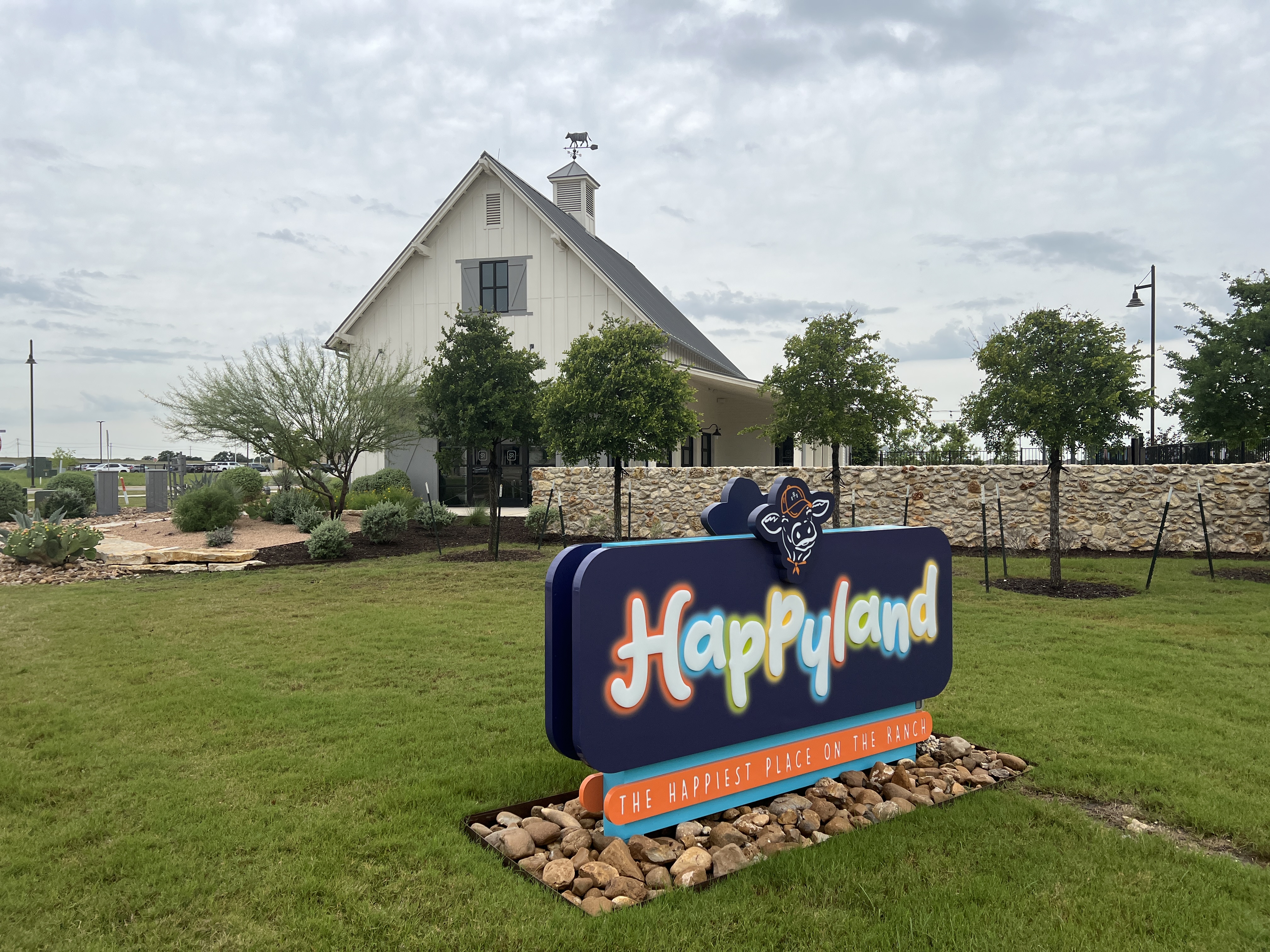 Happyland play park sign at Santa Rita Ranch in Liberty Hill Texas