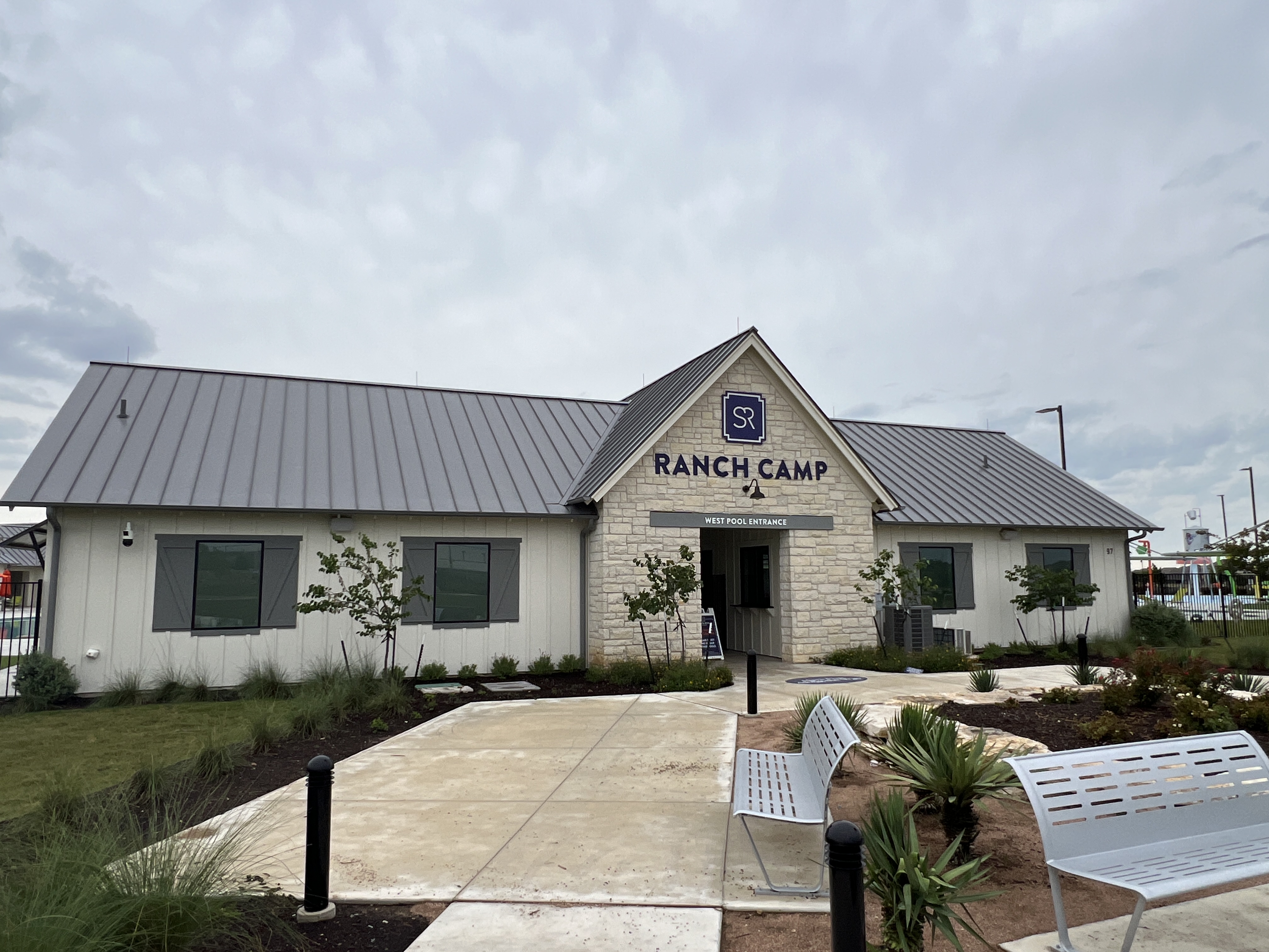 Ranch Camp amenity center building at Santa Rita Ranch in Liberty Hill Texas