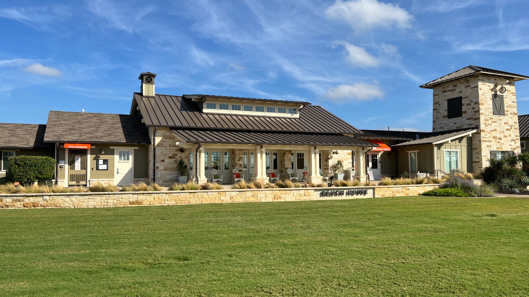 The Ranch House amenity center at Santa Rita Ranch in Liberty Hill Texas