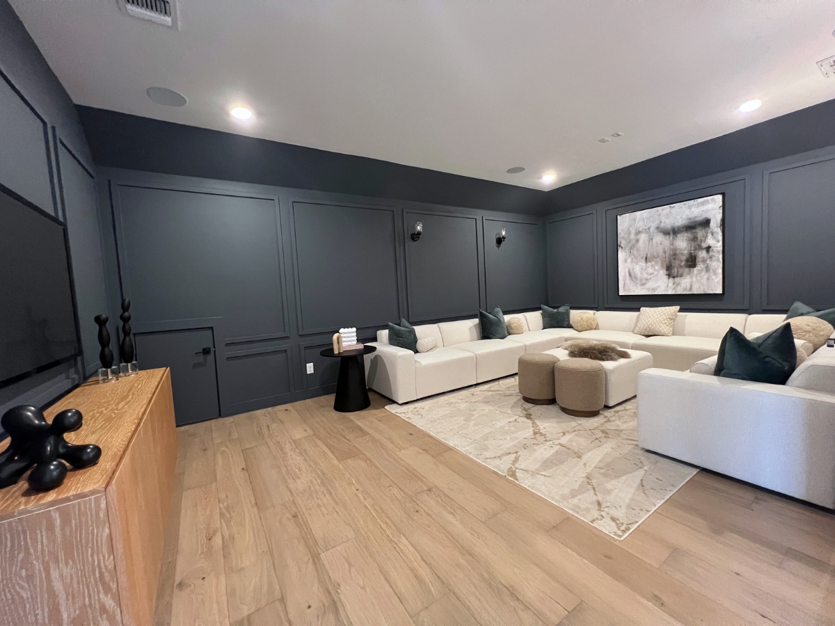 In-home theater room in Pulte home at Saddleback Santa Rita Ranch Liberty Hill Texas