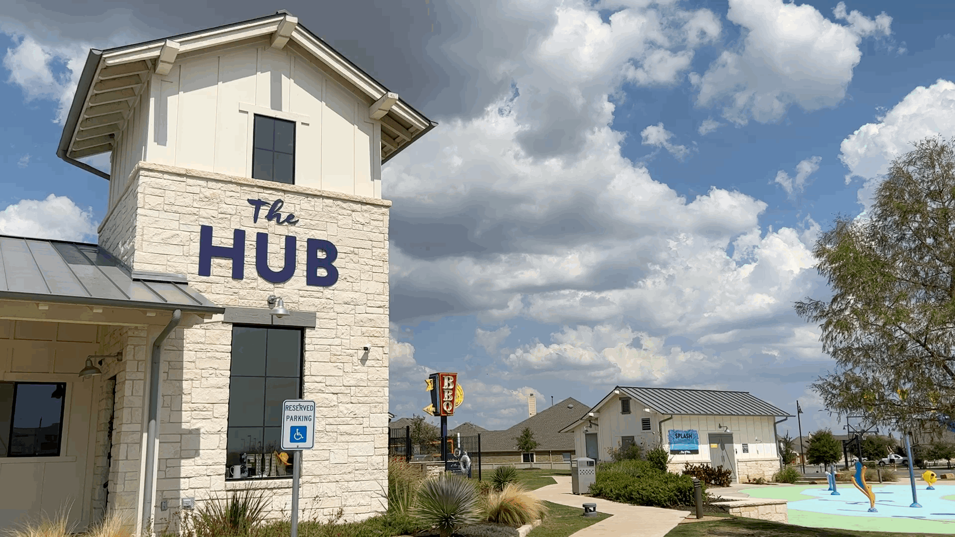 The Hub gathering space and community amenity center at Santa Rita Ranch in Liberty Hill Texas