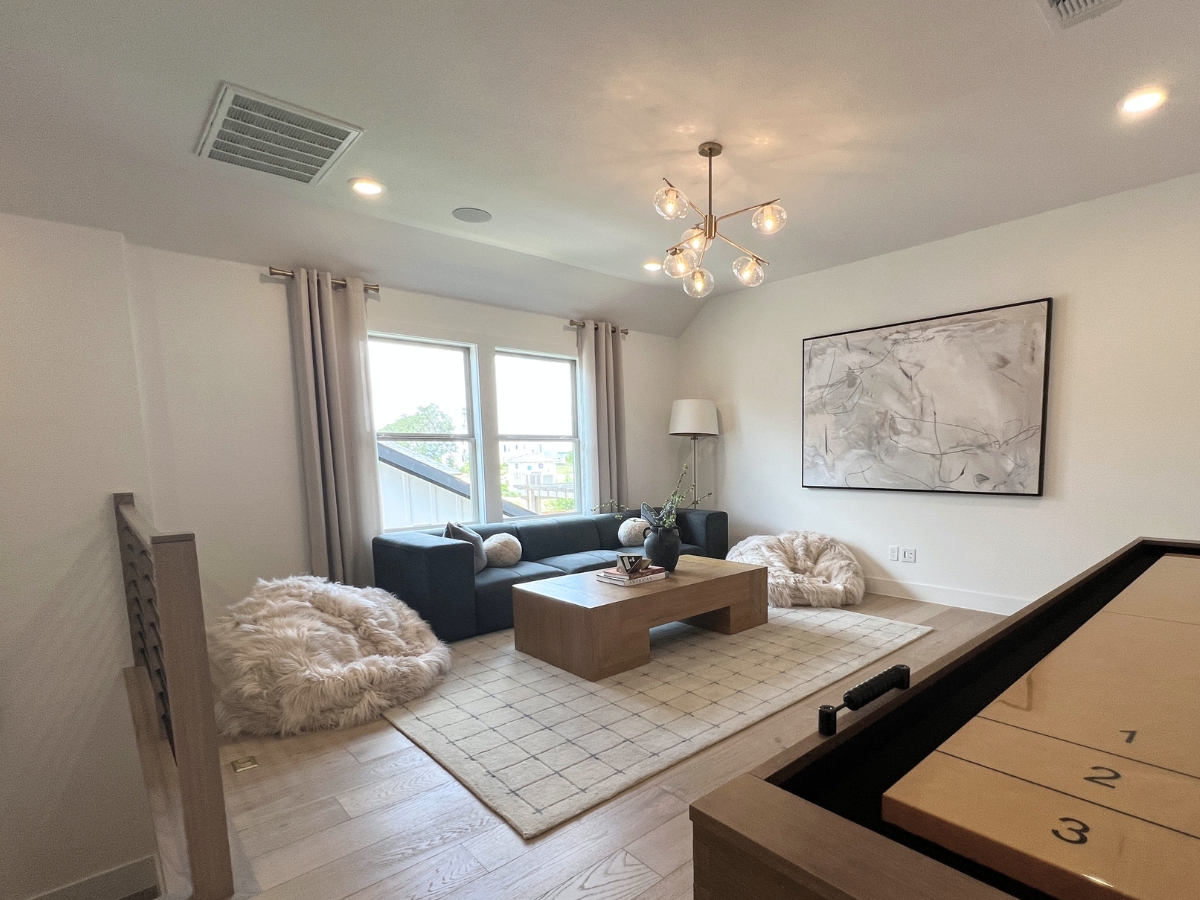 Upstairs game room and flex space in Pulte home at Saddleback Santa Rita Ranch Liberty Hill Texas