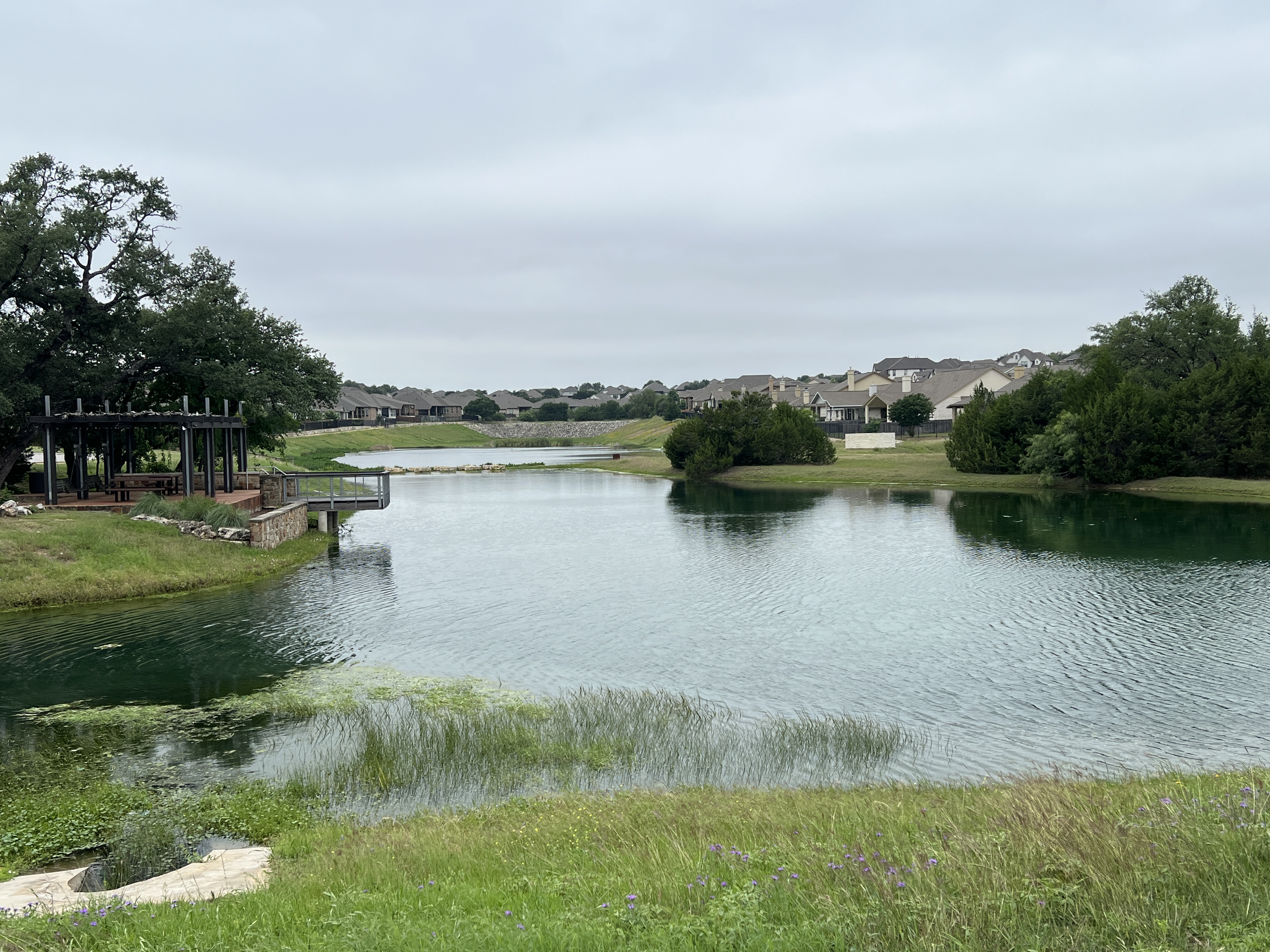 Fishing pond in Rancho Sienna community in Georgetown, Texas