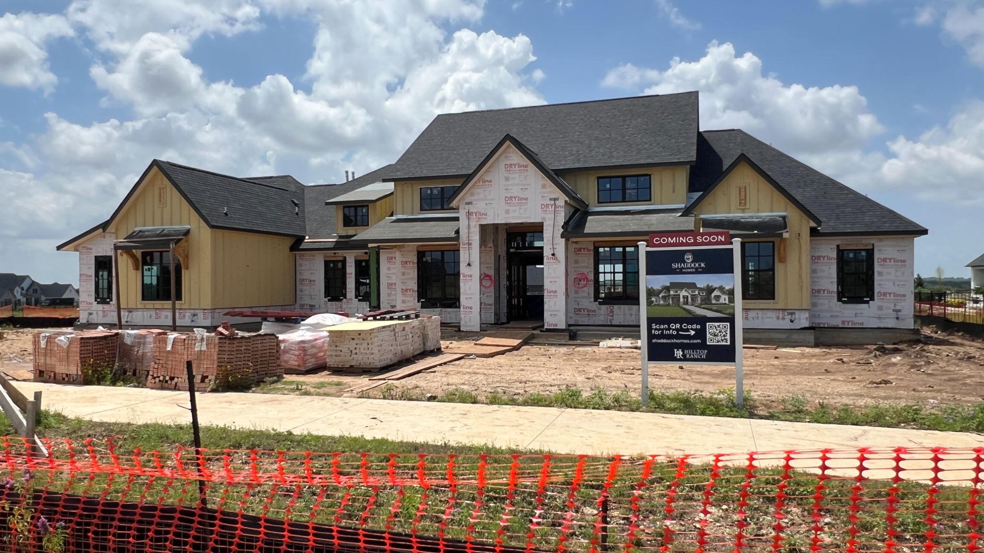 Shaddock Homes model home under construction at Hilltop Ranch in Leander, Texas