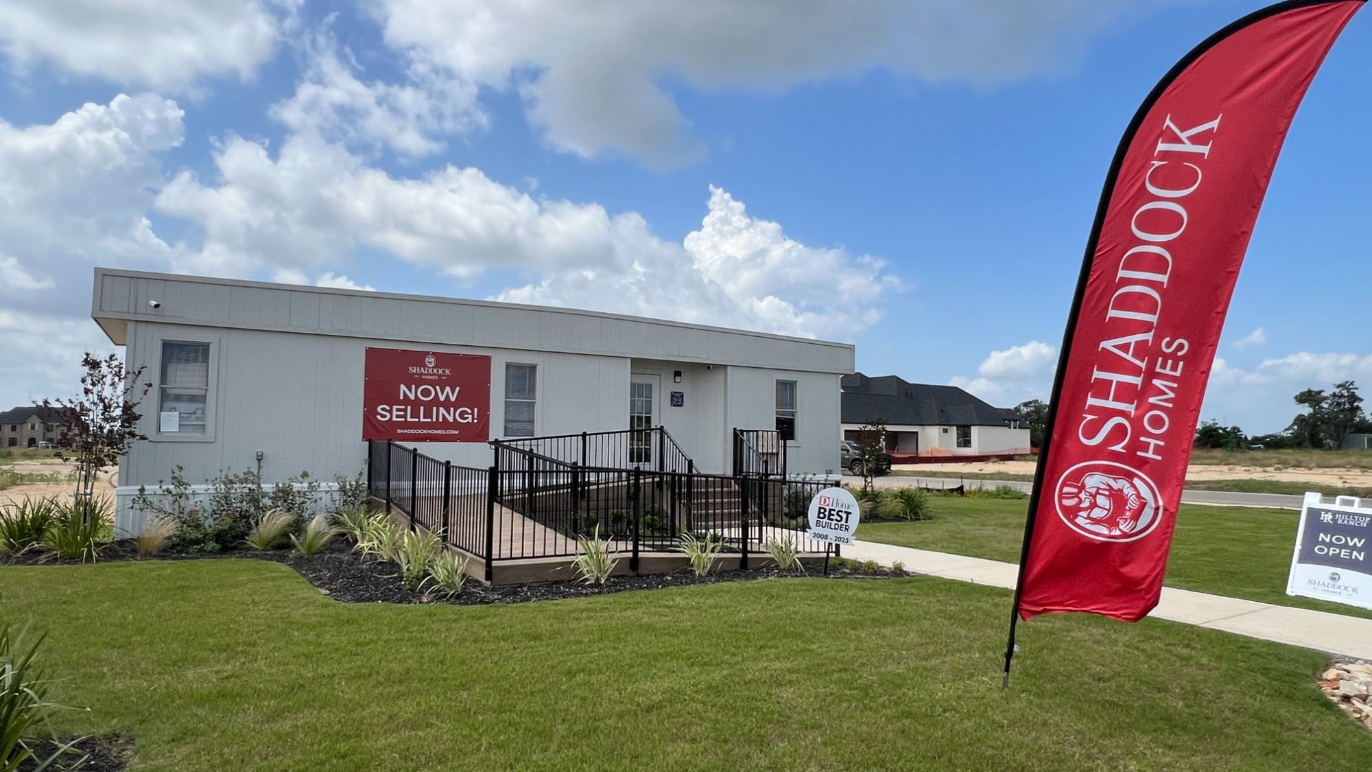 Shaddock Homes sales trailer at Hilltop Ranch in Leander, Texas