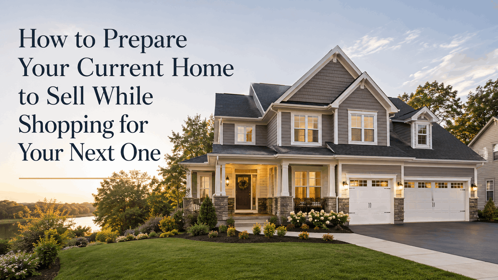 Well-maintained Fox River Valley home exterior with fresh landscaping at golden hour