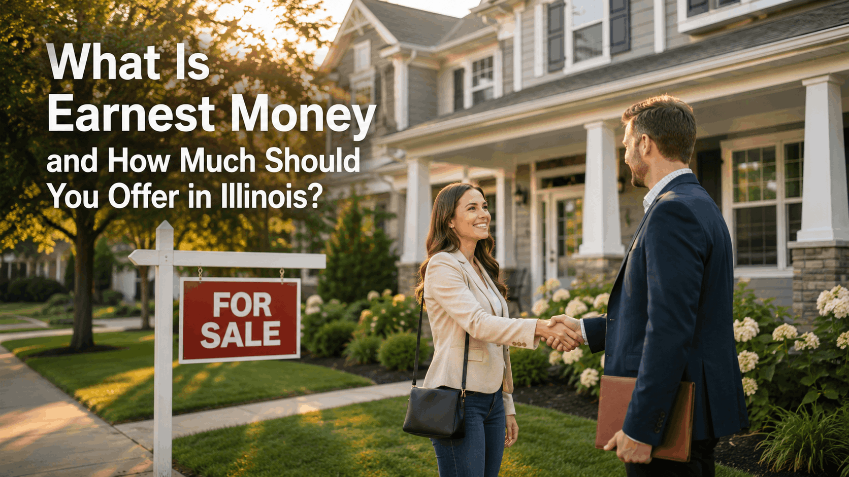 Handshake between two people in front of a for-sale sign outside a Fox River Valley home