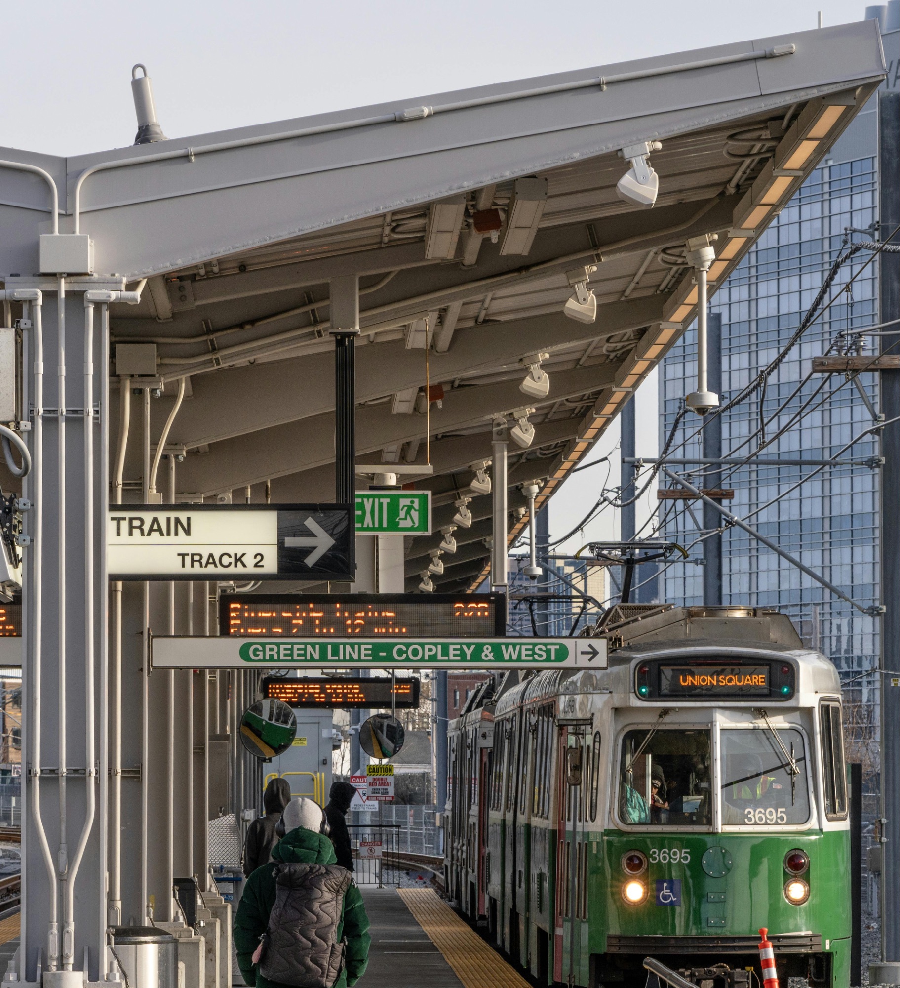 Train platform in Boston for car-light commuting