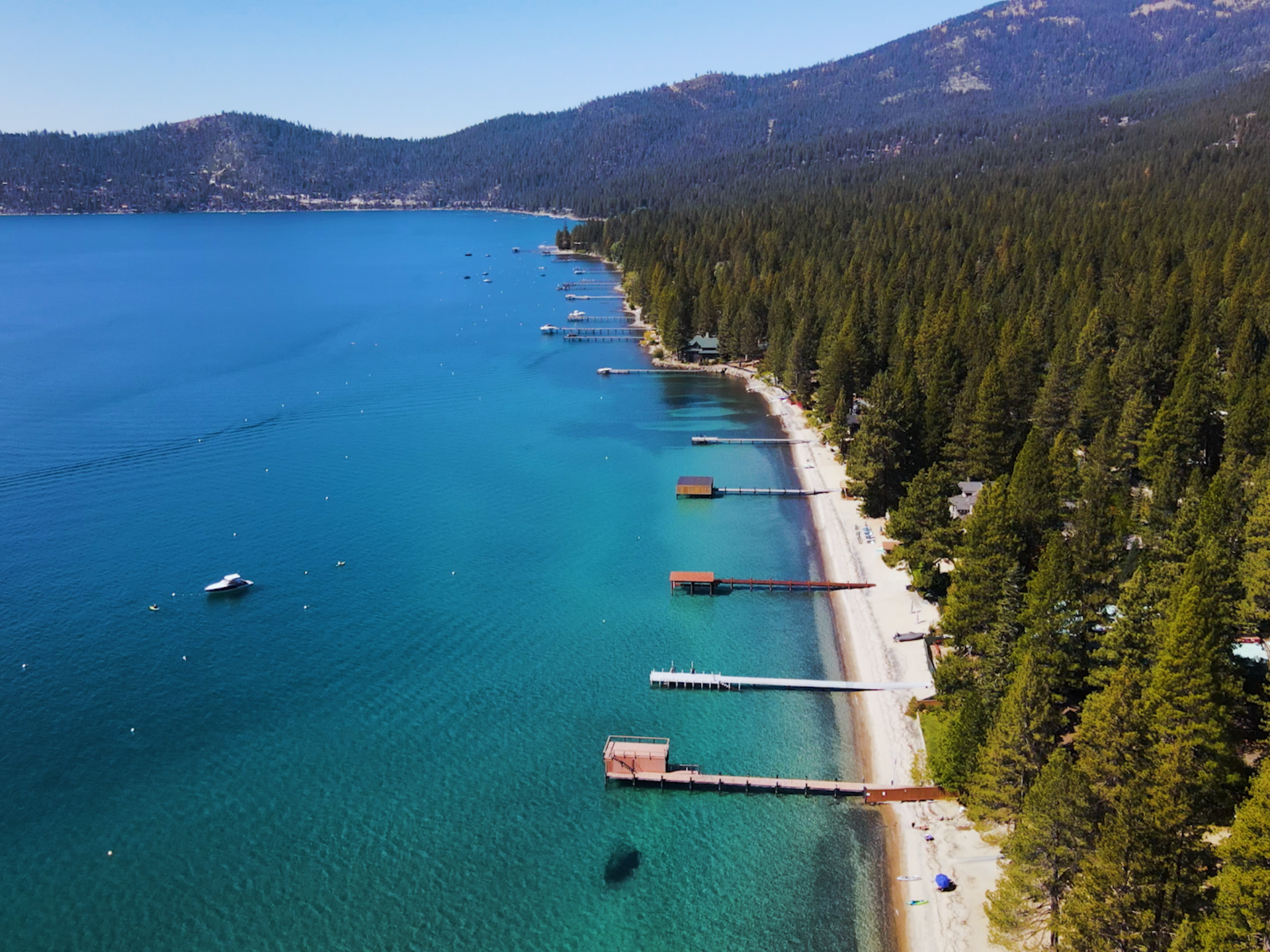 Lake Tahoe shoreline aerial