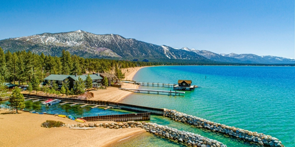 Zephyr Cove marina and turquoise water