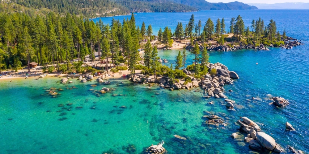 Incline Village shoreline and turquoise water