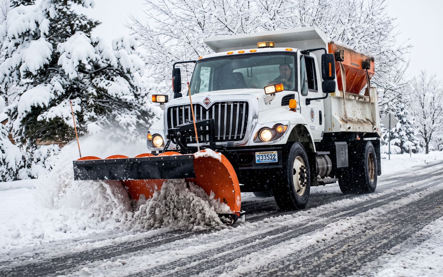 Nevada Department of Transportation snowplow clearing a Lake Tahoe state highway