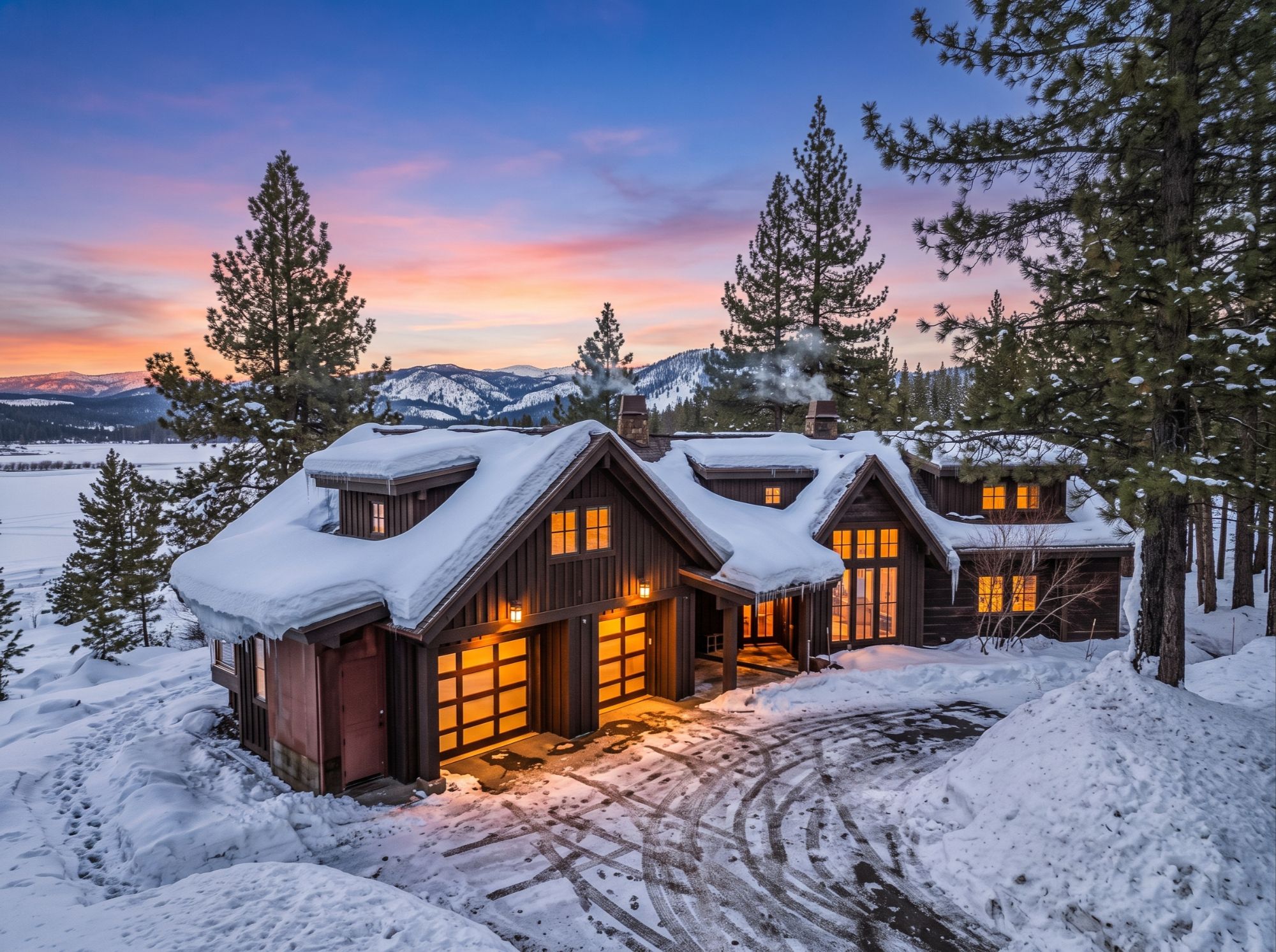 Luxury Nevada Lake Tahoe home with professionally cleared driveway after a winter storm