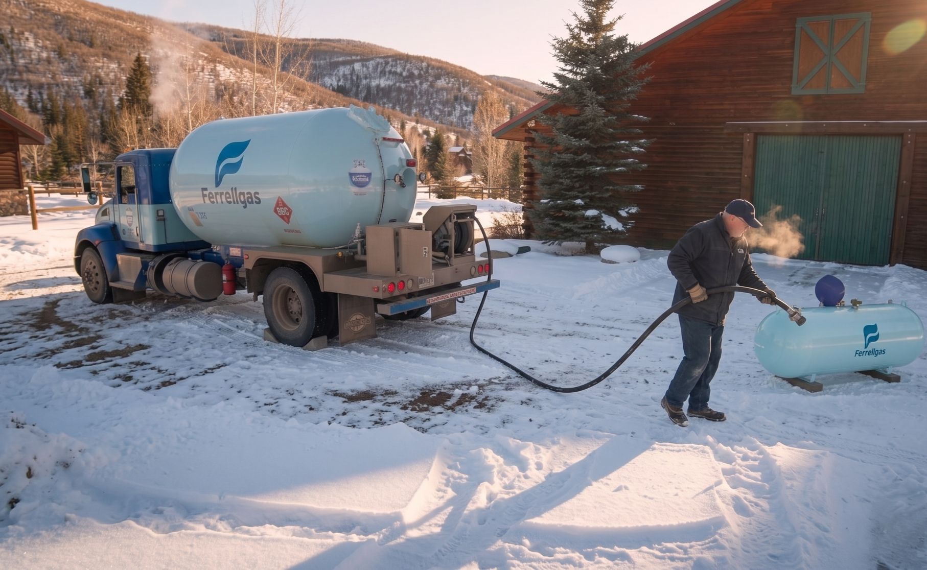 Snow marker identifying a buried propane tank at a Lake Tahoe home