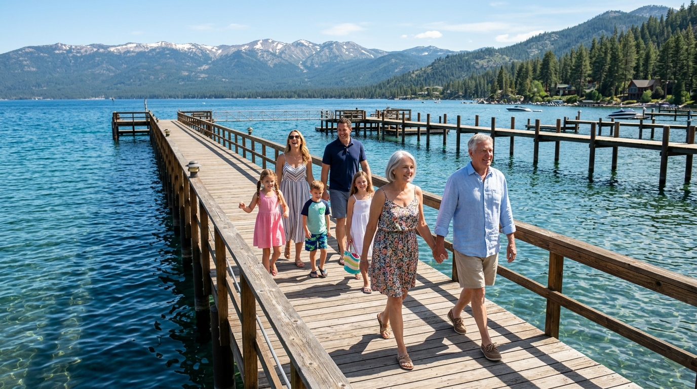 Private pier and shared catwalk access for Nevada Lake Tahoe lakefront property