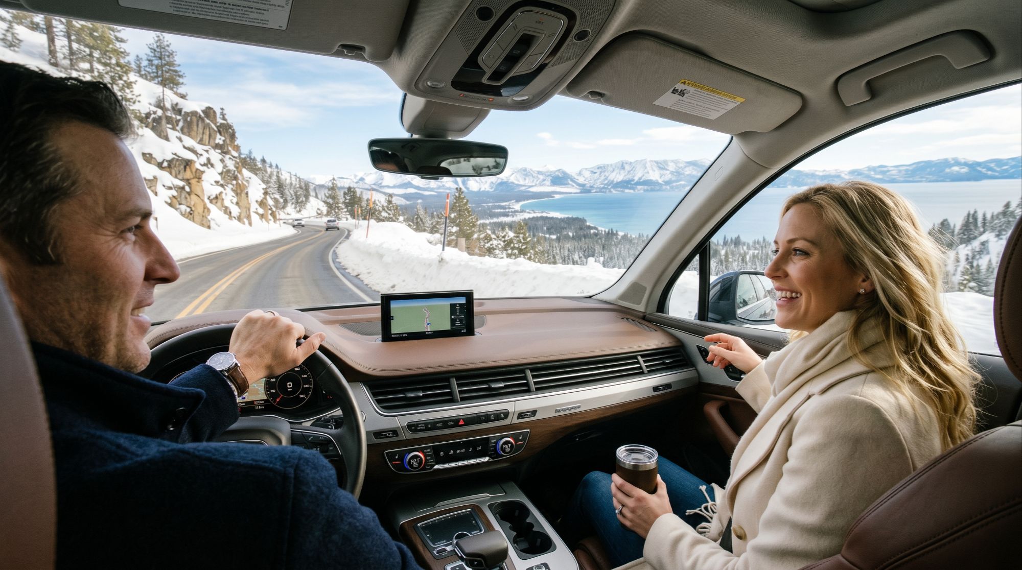 Winter commute Mount Rose Highway Spooner Summit Lake Tahoe Nevada