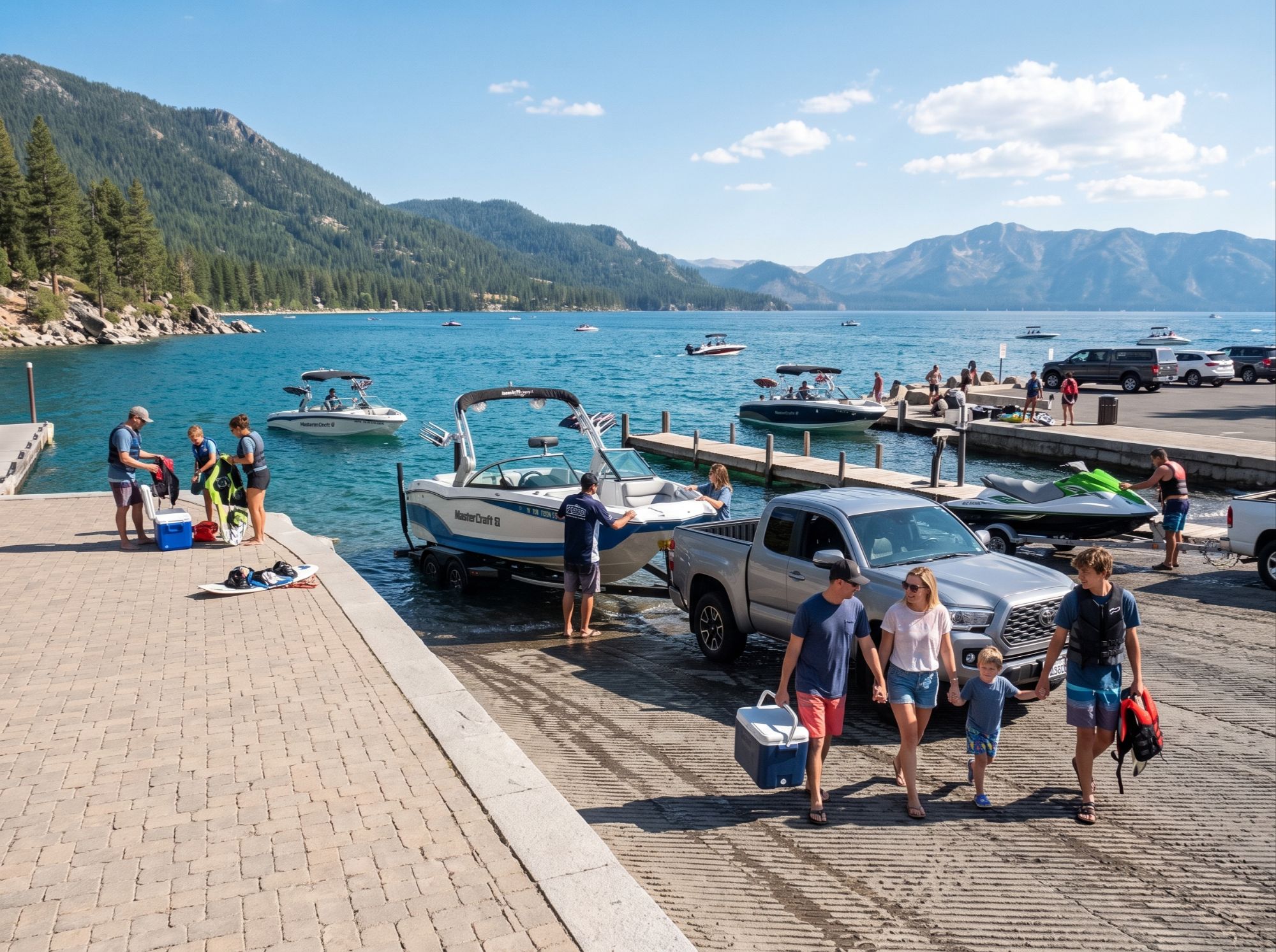 Boat launch and marina access on the Nevada side of Lake Tahoe
