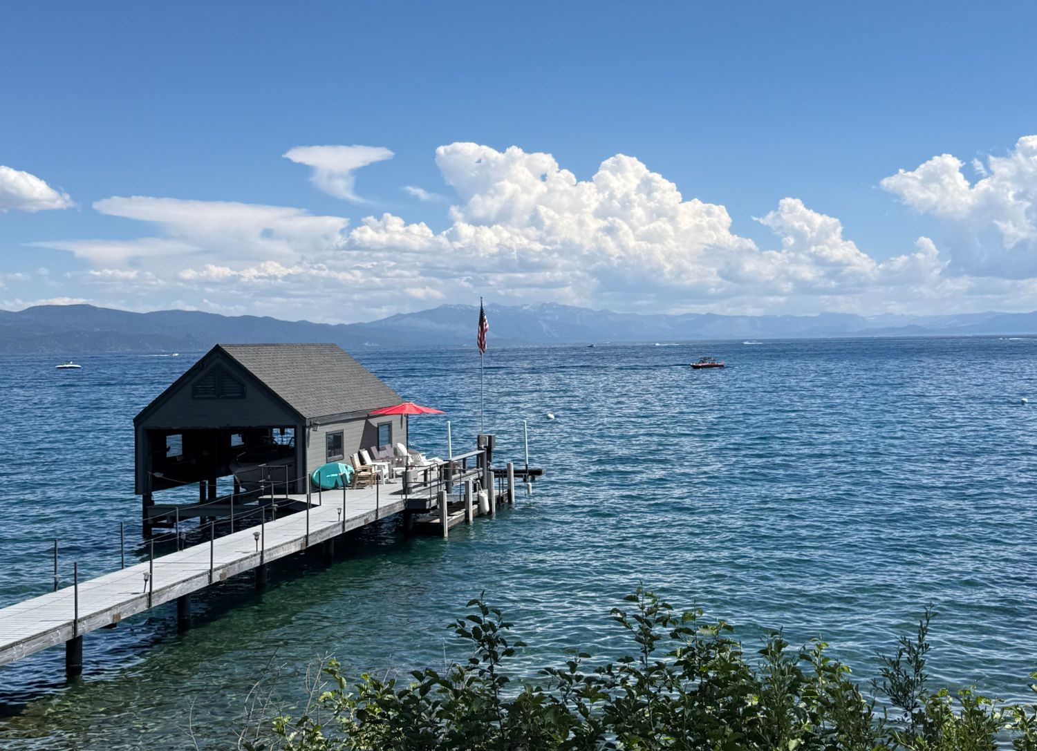 Existing permitted private pier at a Nevada Lake Tahoe luxury lakefront property