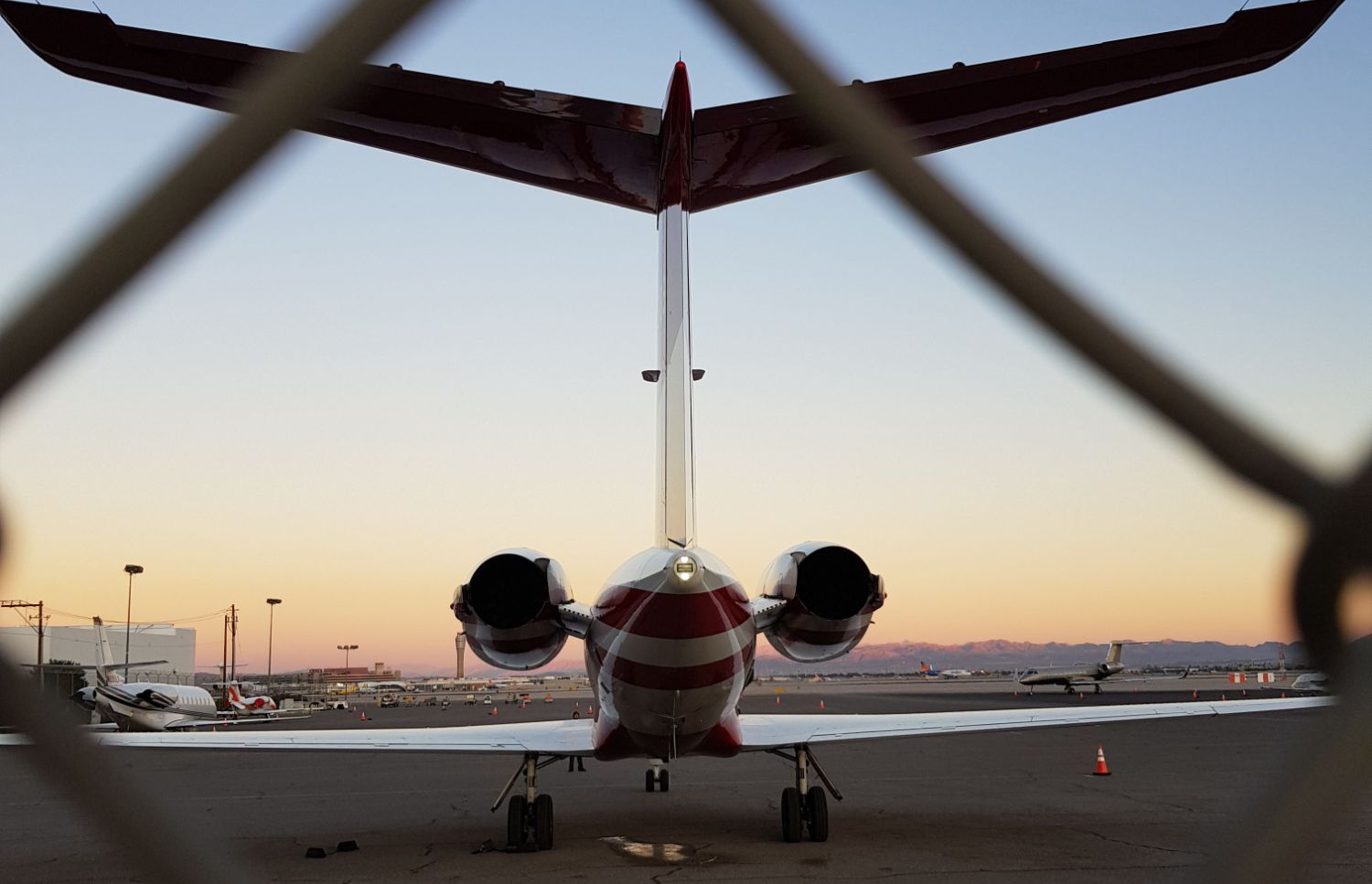 Private business jet at Reno Tahoe International Airport serving Nevada Lake Tahoe homeowners