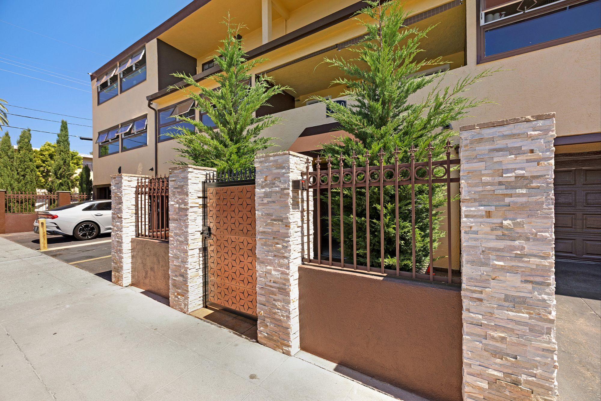 Perimeter fencing and entry at 3000 Nicol Avenue