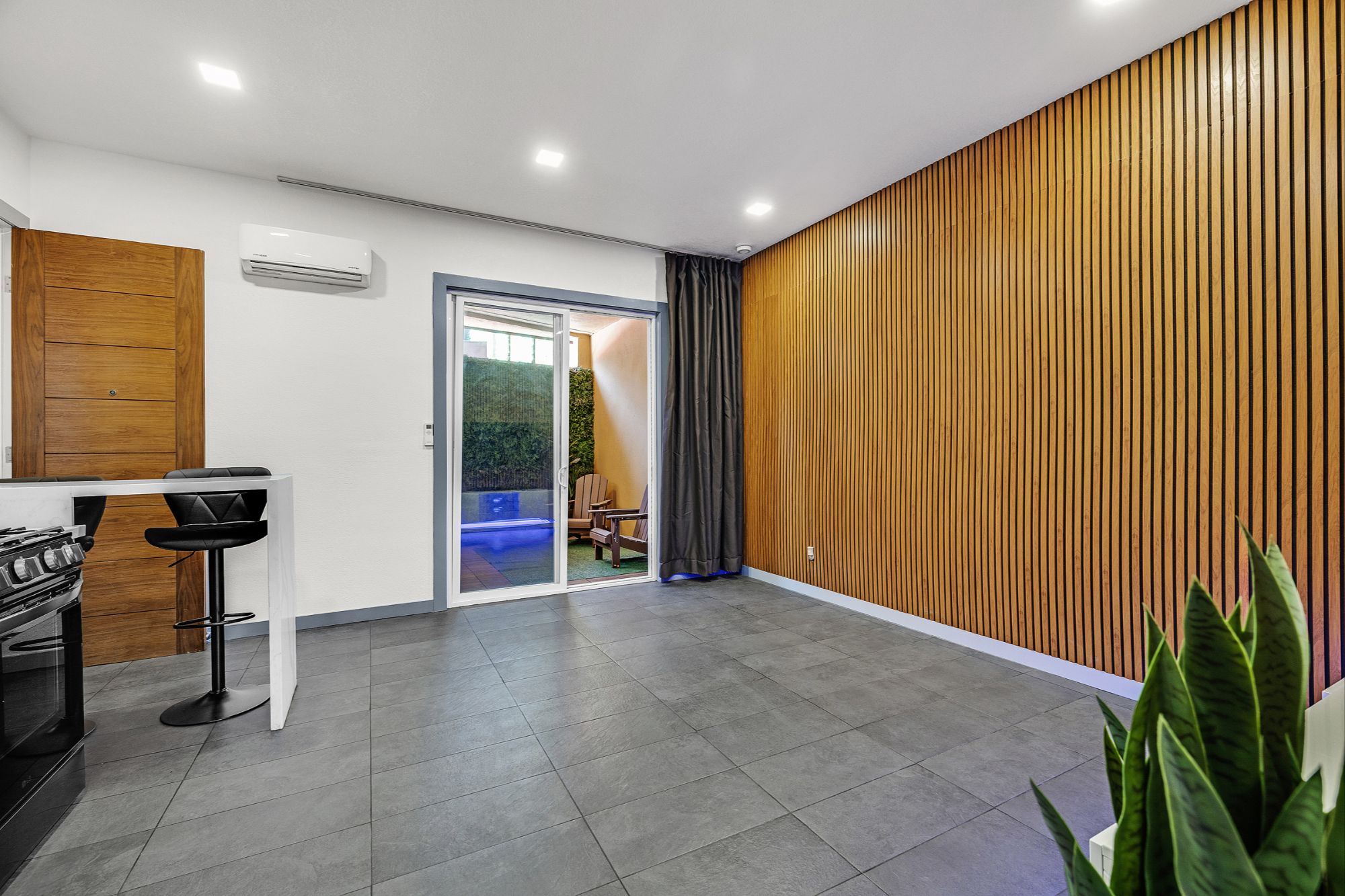 Living space and patio access at 2335 Market Street