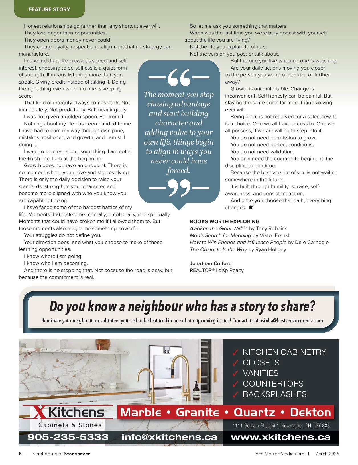 Jonathan Colford community feature article