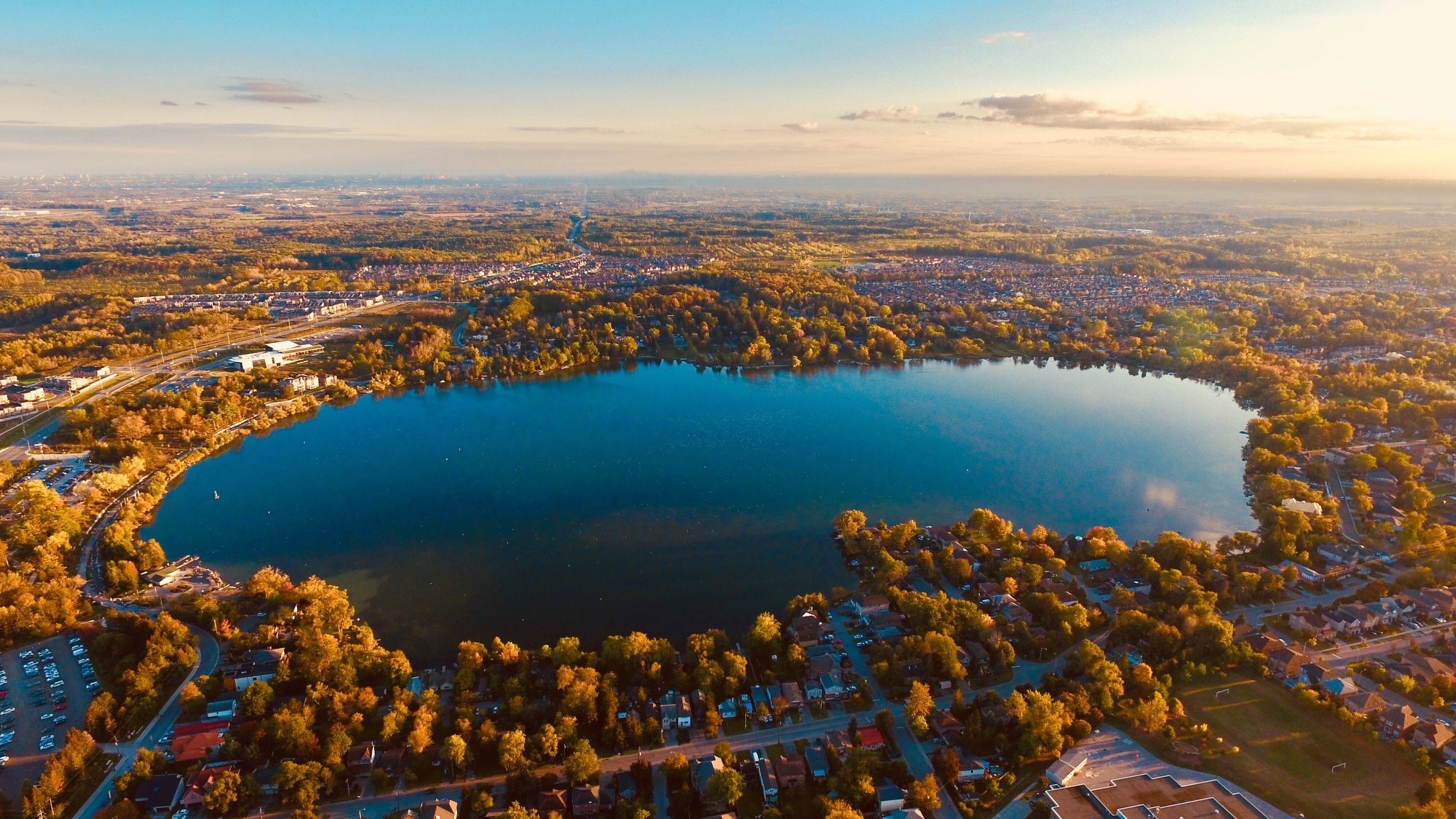 Aerial view of Lake Wilcox in Oak Ridges, Ontario