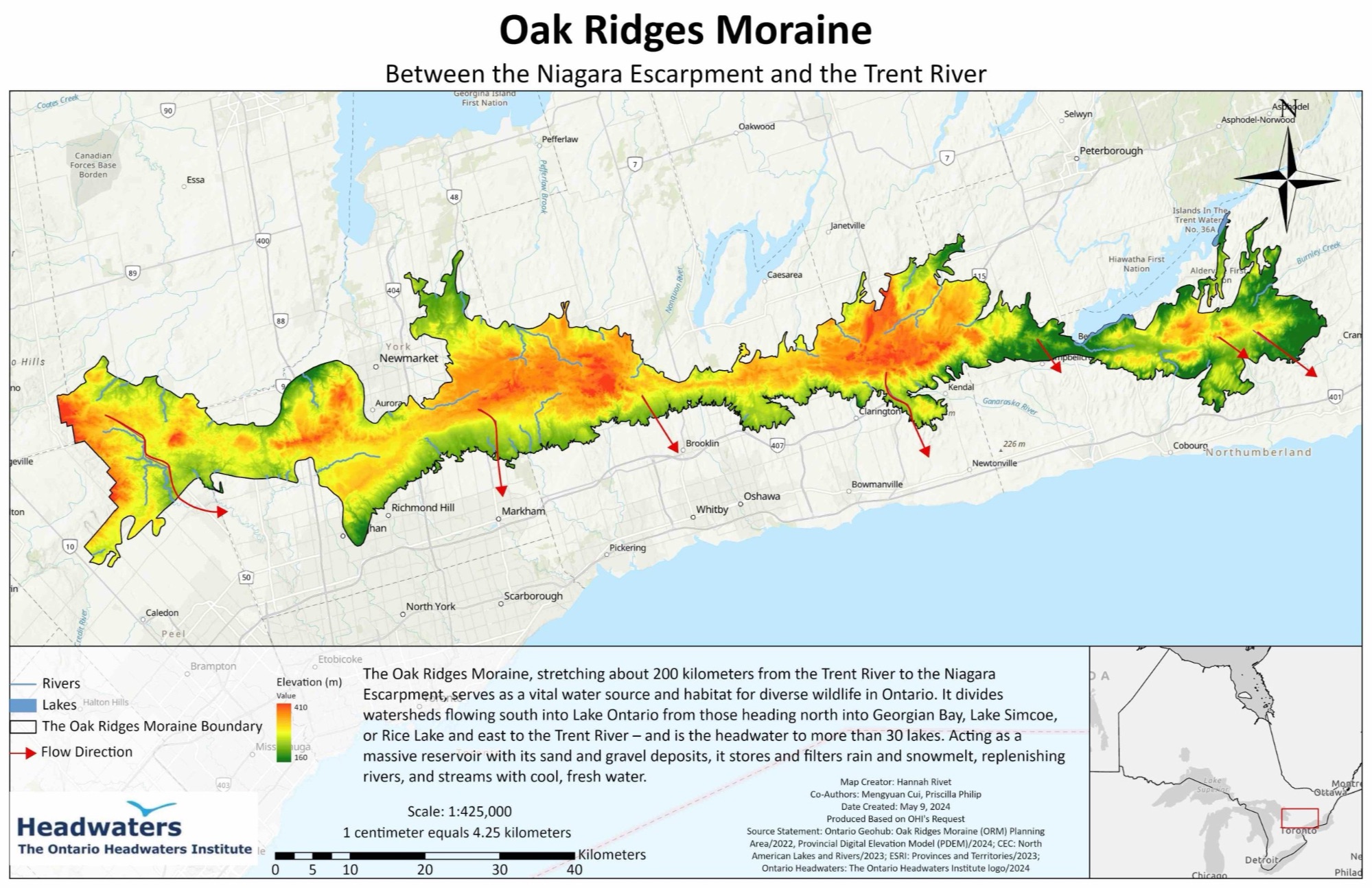 Oak Ridges Moraine mapping representing land-use and conservation context
