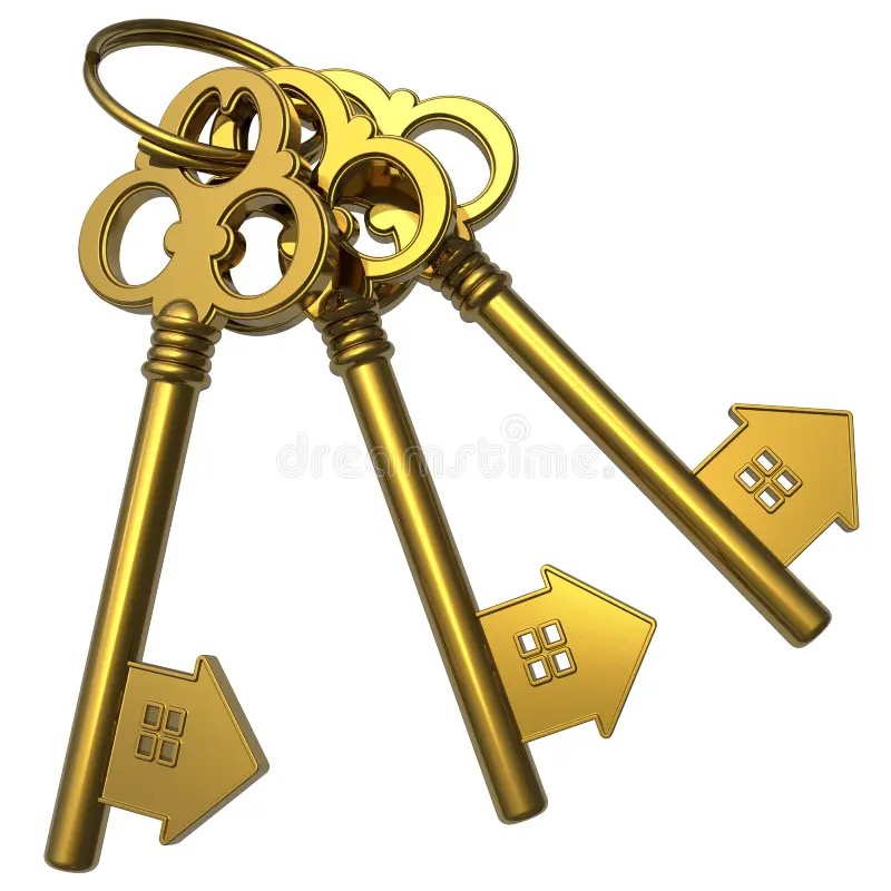 Gold real estate keys representing brokerage relationship and client representation
